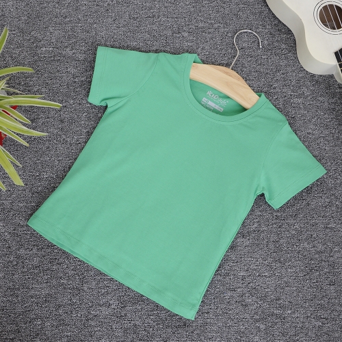 TN12 - Áo thun trơn trẻ em cổ tròn tay ngắn (Màu xanh lá)