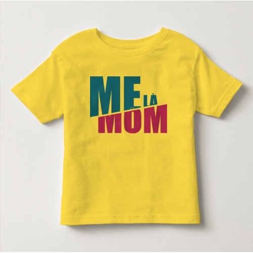 TNF69011- Áo thun trẻ em tay ngắn in chữ Mẹ Là Mom màu Vàng chanh