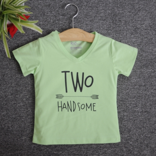 TNE7209 -  Áo thun cổ tròn tay ngắn in chữ Two Handsome ( Màu hồng phấn)