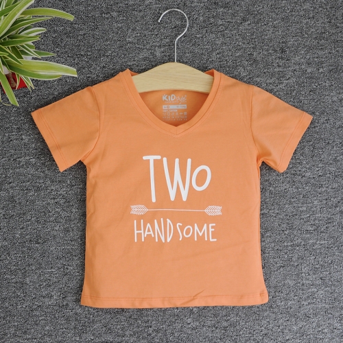 TNE7209 -  Áo thun cổ tròn tay ngắn in chữ Two Handsome ( Màu hồng phấn)