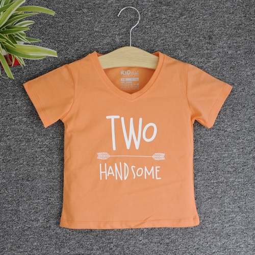 TNE7205 -  Áo thun cổ tròn tay ngắn in chữ Two Handsome ( Màu cam cà rốt)