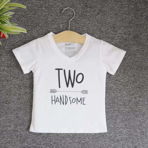 TNE7209 -  Áo thun cổ tròn tay ngắn in chữ Two Handsome ( Màu hồng phấn)
