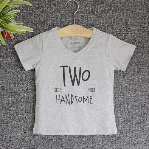 TNE7209 -  Áo thun cổ tròn tay ngắn in chữ Two Handsome ( Màu hồng phấn)