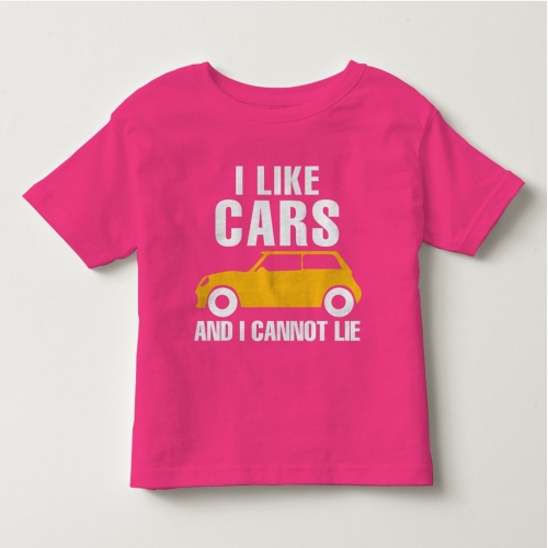TNE7111 -  Áo thun cổ tròn tay ngắn in chữ I Like Car (Màu vàng chanh)