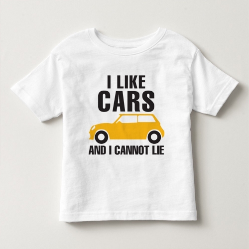 TNE7111 -  Áo thun cổ tròn tay ngắn in chữ I Like Car (Màu vàng chanh)