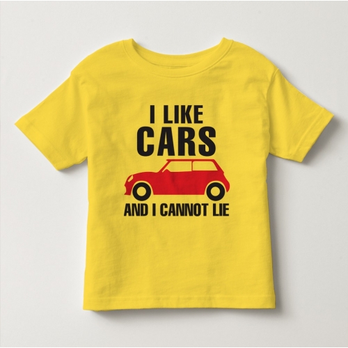 TNE7109 -  Áo thun cổ tròn tay ngắn in chữ I Like Car (Màu hồng phấn)