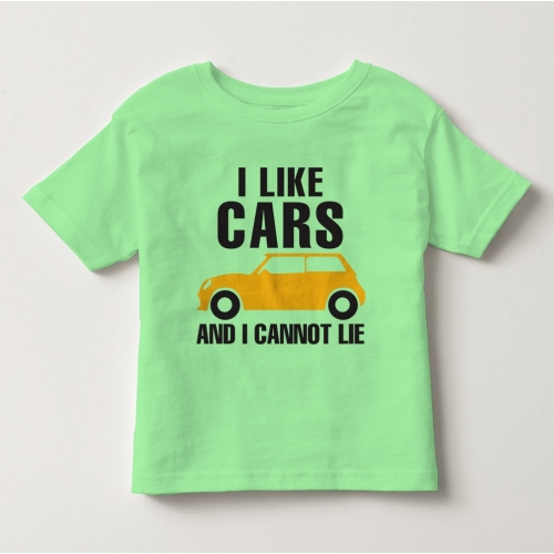 TNE7109 -  Áo thun cổ tròn tay ngắn in chữ I Like Car (Màu hồng phấn)