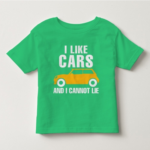 TNE7111 -  Áo thun cổ tròn tay ngắn in chữ I Like Car (Màu vàng chanh)