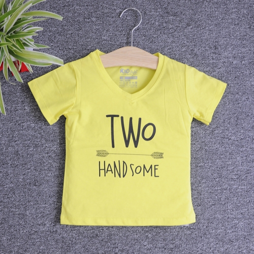 VNE7214 - Áo thun trẻ em cổ tim tay ngắn in chữ Two Handsome (Xanh navy)