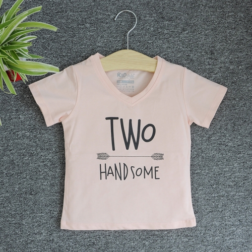 VNE7212 - Áo thun trẻ em cổ tim tay ngắn in chữ Two Handsome (Xanh lá)