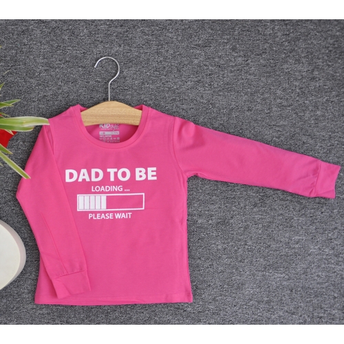 TDE7305 - Áo thun trẻ em cổ tròn tay dài in chữ Dad to be (Cam cà rốt)