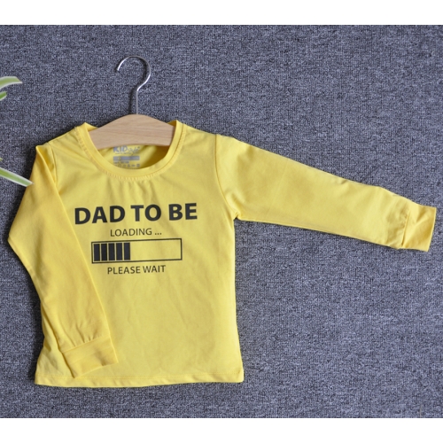TDE7301 - Áo thun trẻ em cổ tròn tay dài in chữ Dad to be (Trắng)