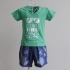 KST612 - Kidset áo thun cổ tim màu xanh lá in chữ Act like a baby think like a boss và quần jean short lưng thun