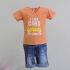 KLT503 - Kidset áo thun cổ tim màu xám in chữ I like Car và quần jean lửng Kidstyle