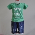 KST512 - Kidset áo thun cổ tim màu xanh lá in chữ Act like a baby think like a boss và quần jean short lưng bo