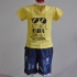 KST512 - Kidset áo thun cổ tim màu xanh lá in chữ Act like a baby think like a boss và quần jean short lưng bo