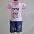 KST512 - Kidset áo thun cổ tim màu xanh lá in chữ Act like a baby think like a boss và quần jean short lưng bo