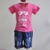 KST512 - Kidset áo thun cổ tim màu xanh lá in chữ Act like a baby think like a boss và quần jean short lưng bo