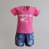 KST806 - Kidset áo thun cổ tim màu cà rốt nhạt in chữ Dad to be load và quần jean short lưng thun